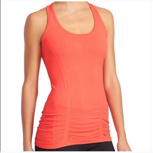 Athleta fastest track ruched tank top in neon orange. Size M - Picture 3 of 7